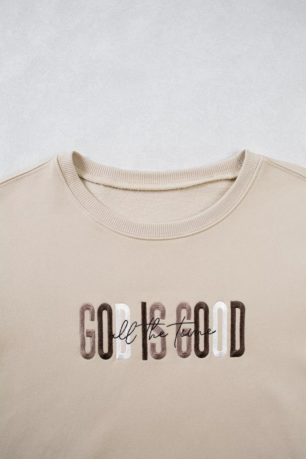 God Is Good Letter Graphic Crew Neck Sweatshirt, image 9