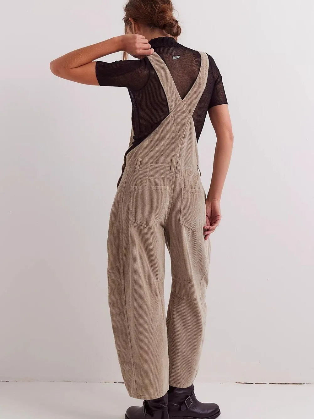 Corduroy Wide-Leg Overall with Adjustable Straps, image 6