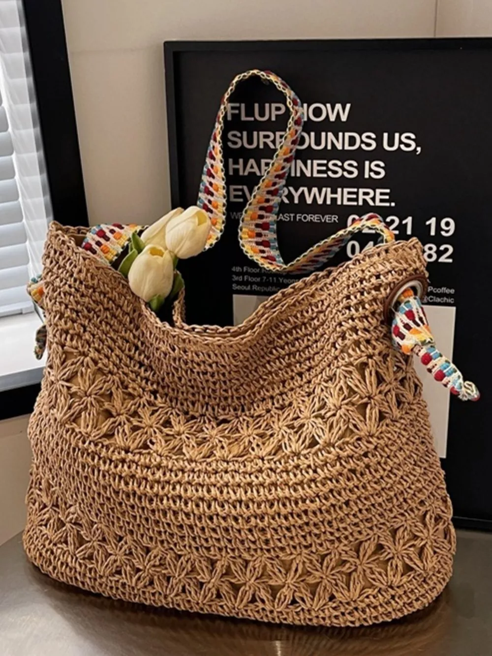 Woven Straw Shoulder Bag, image 4