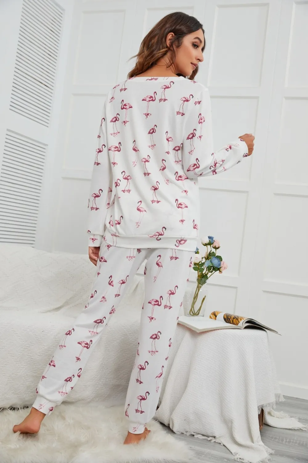Flamingo Long Sleeve Top and Pants Lounge Set, image 4