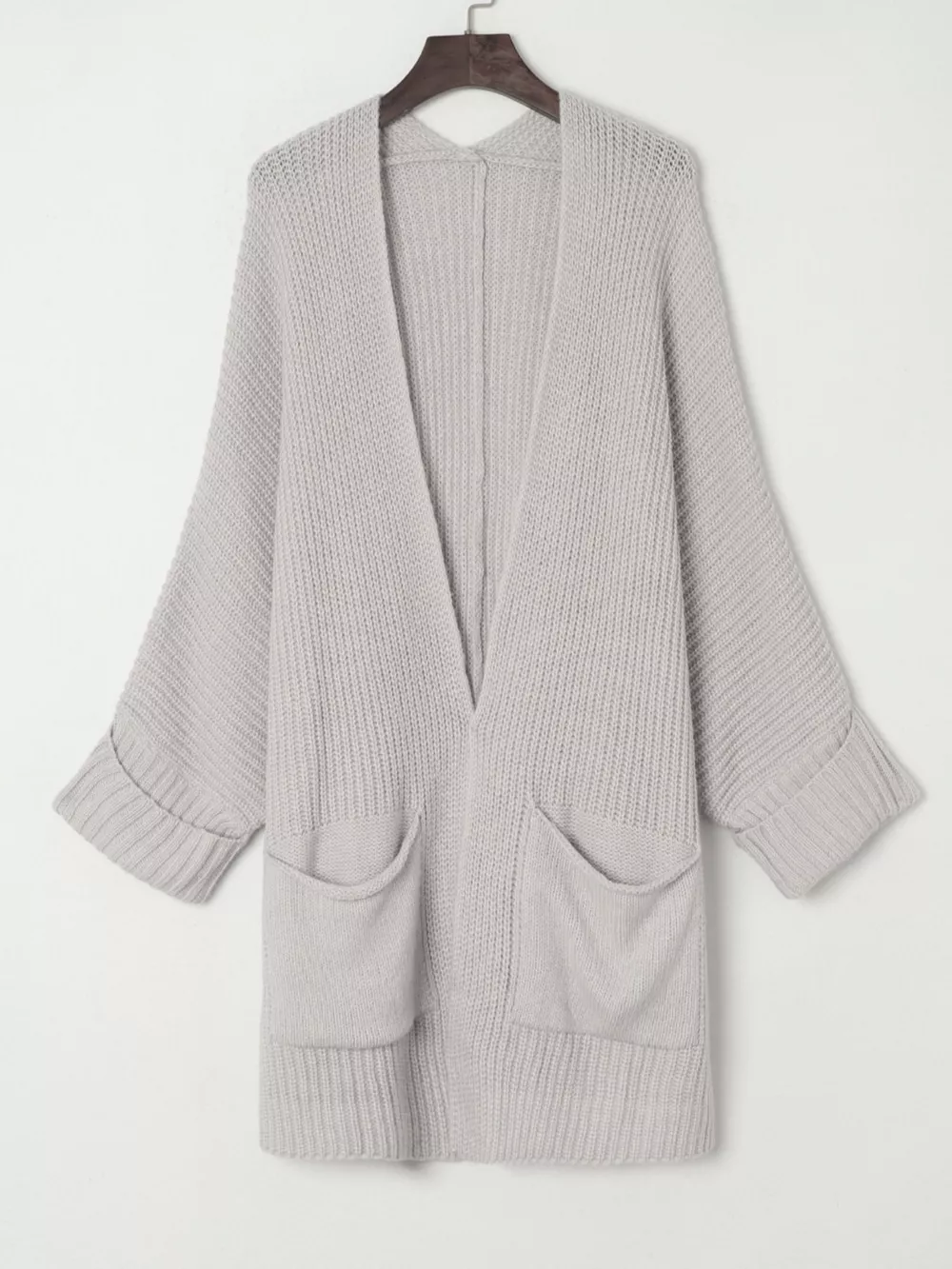 Oversized Fold Over Sleeve Open Front Cardigan, image 3
