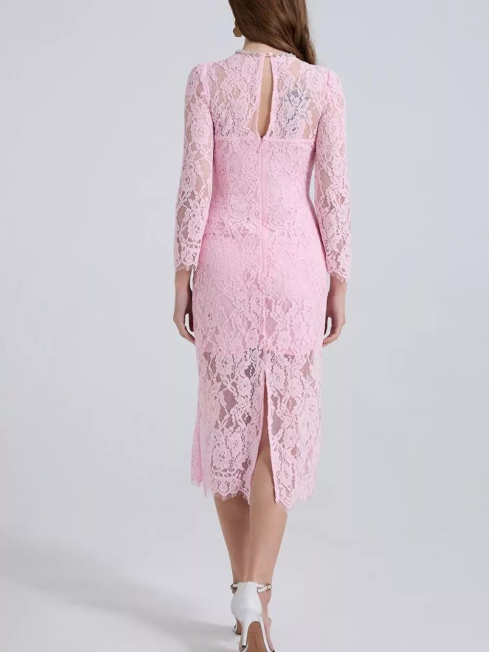 Lace Long Sleeve Midi Dress, image 6