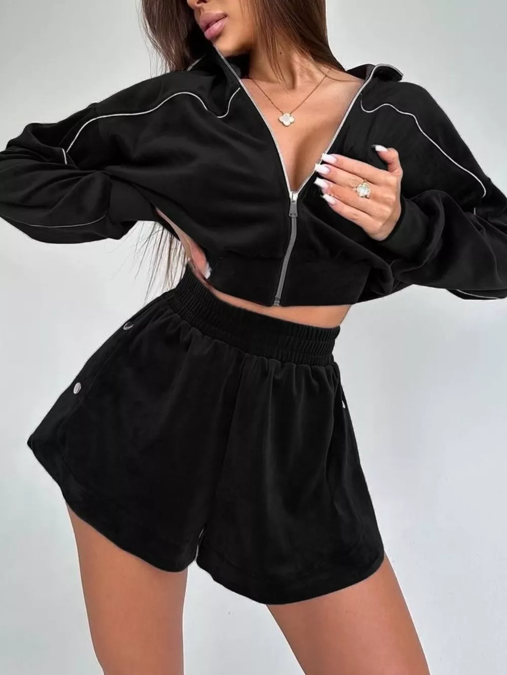 Zip-Up Outerwear and Shorts Set, image 21