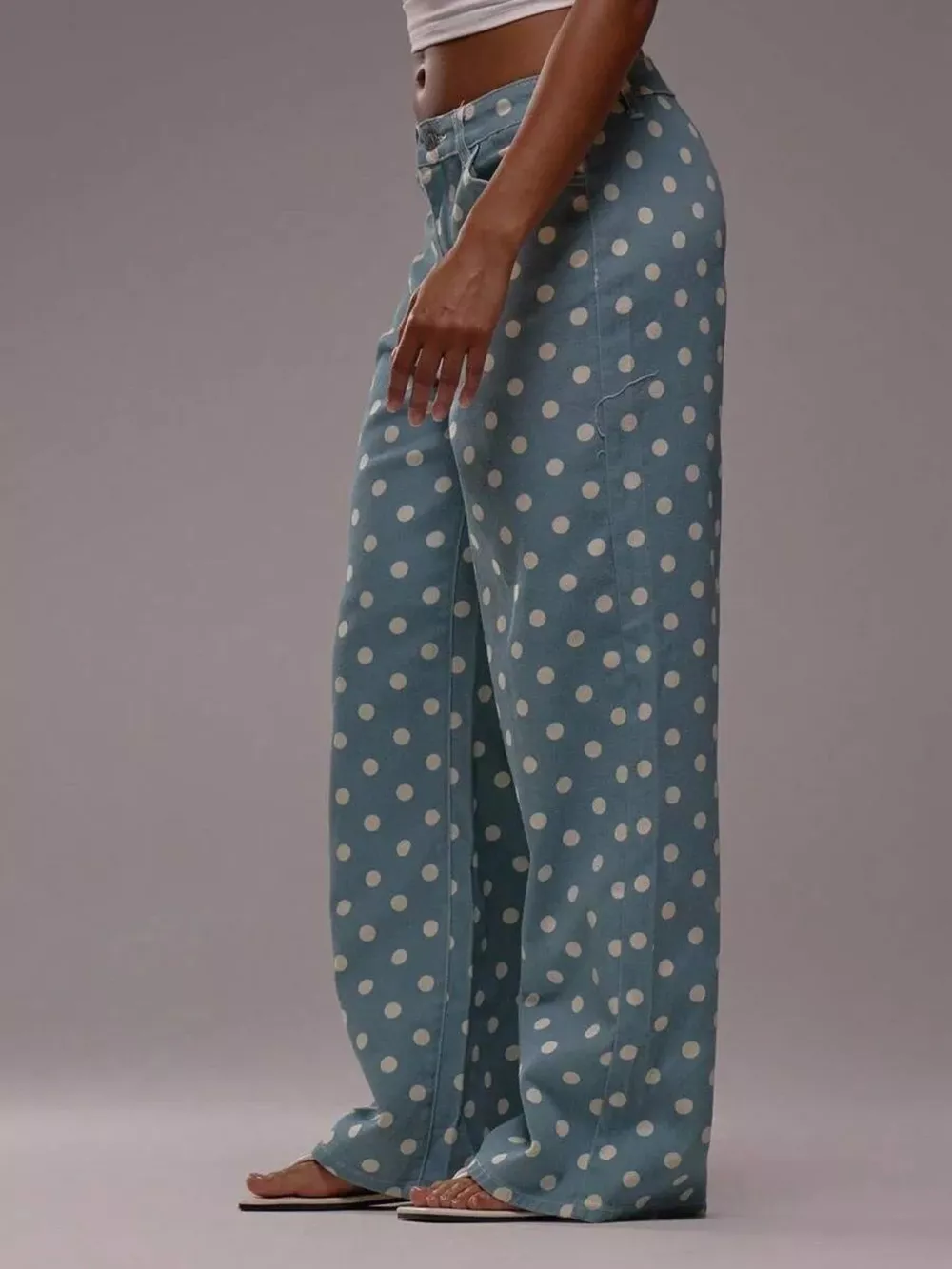 Polka Dot Wide Leg Jeans, image 5