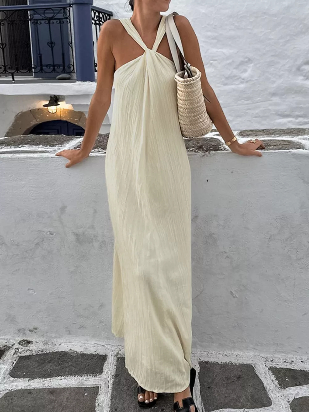 Halter Neck Flowy Maxi Dress, image 4