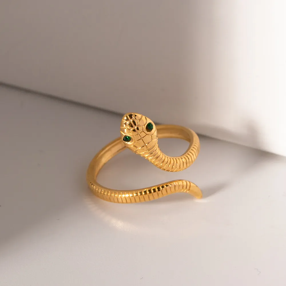18K Gold-Plated Snake Wrap Adjustable Ring, image 2