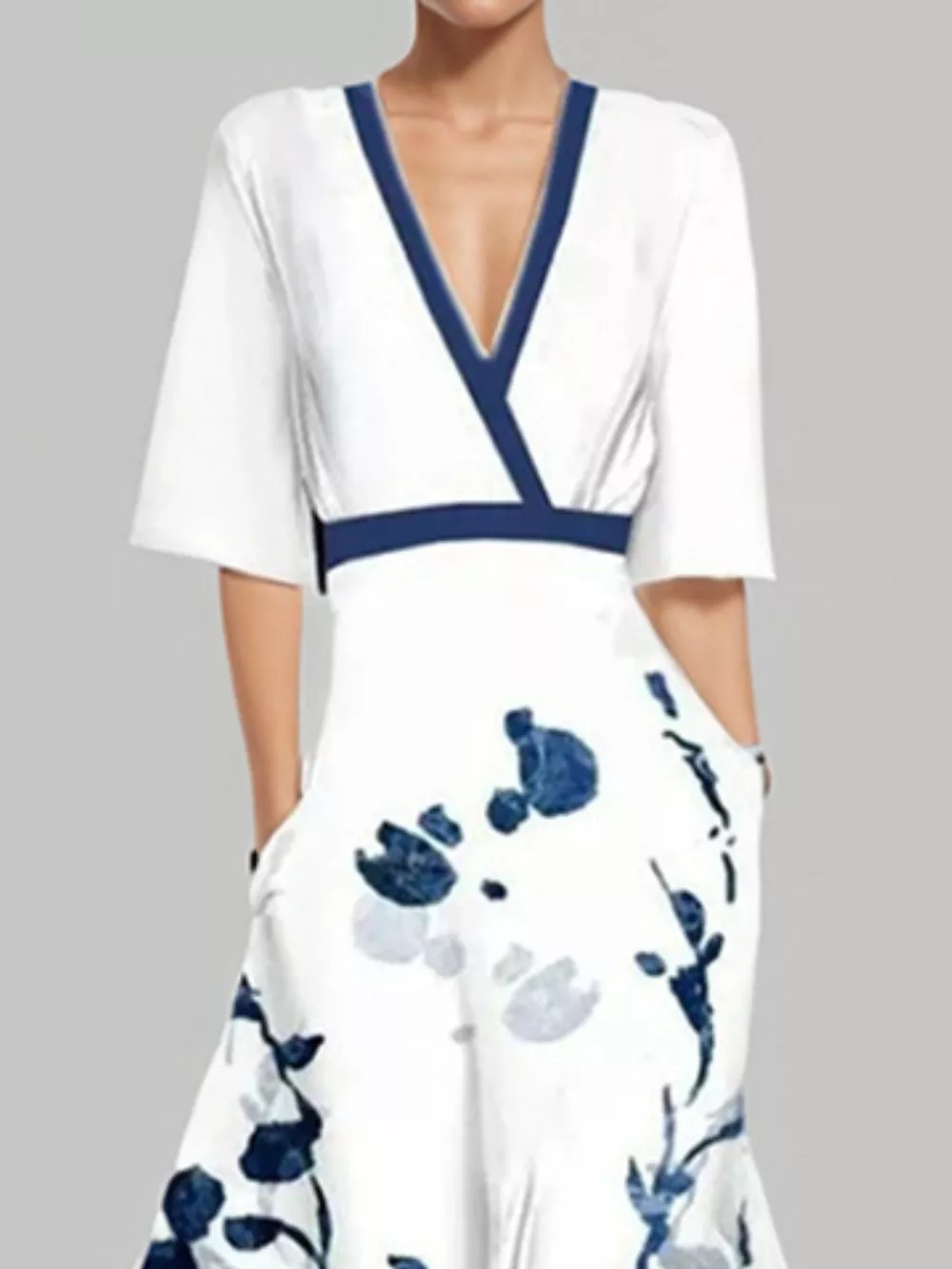 Floral Print Half Sleeve Maxi Dress with Pockets, image 10