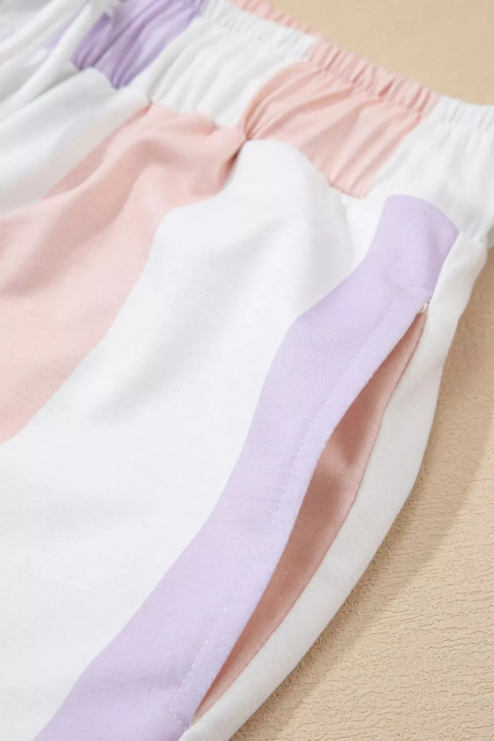 Stripe Multicolored Print Drawstring Loose Pants with Side Pockets, image 4
