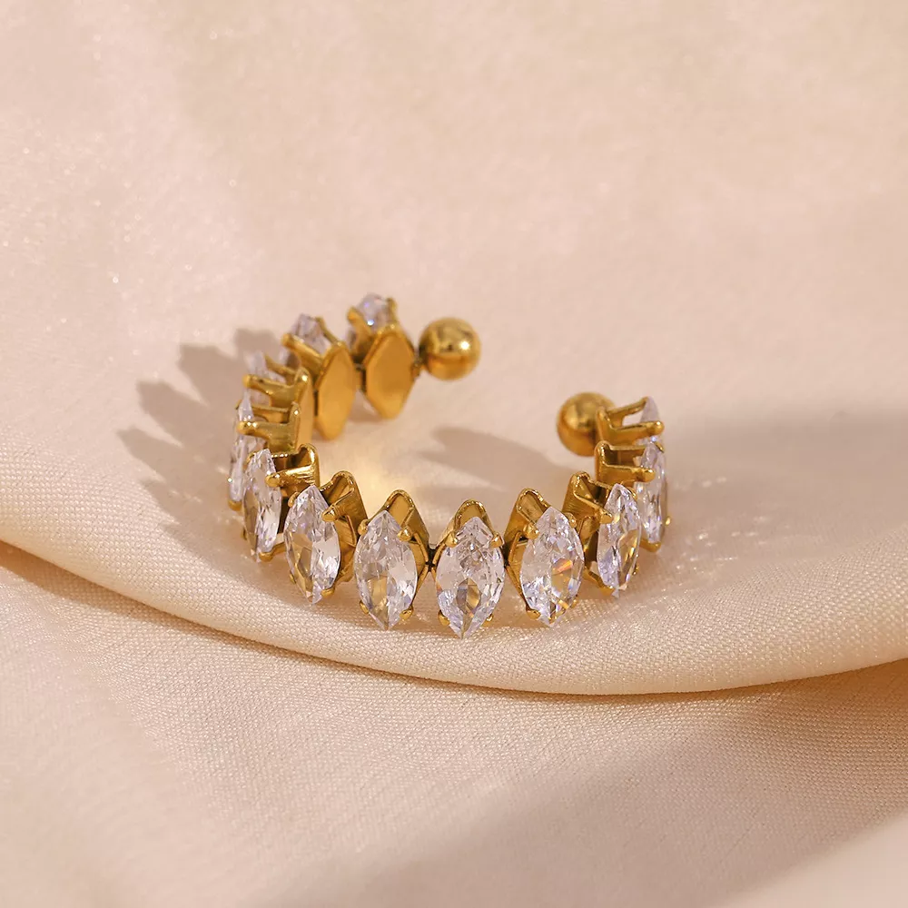 18K Gold-Plated Zircon Bracelet and Ring Jewelry Set, image 9