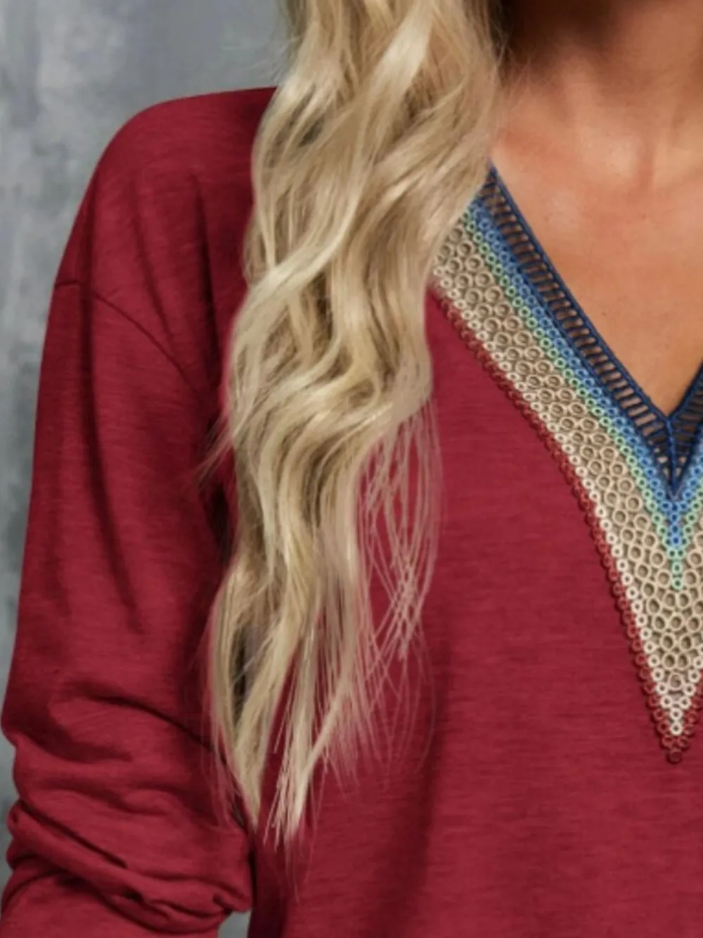 V-Neck Long Sleeve T-Shirt, image 13
