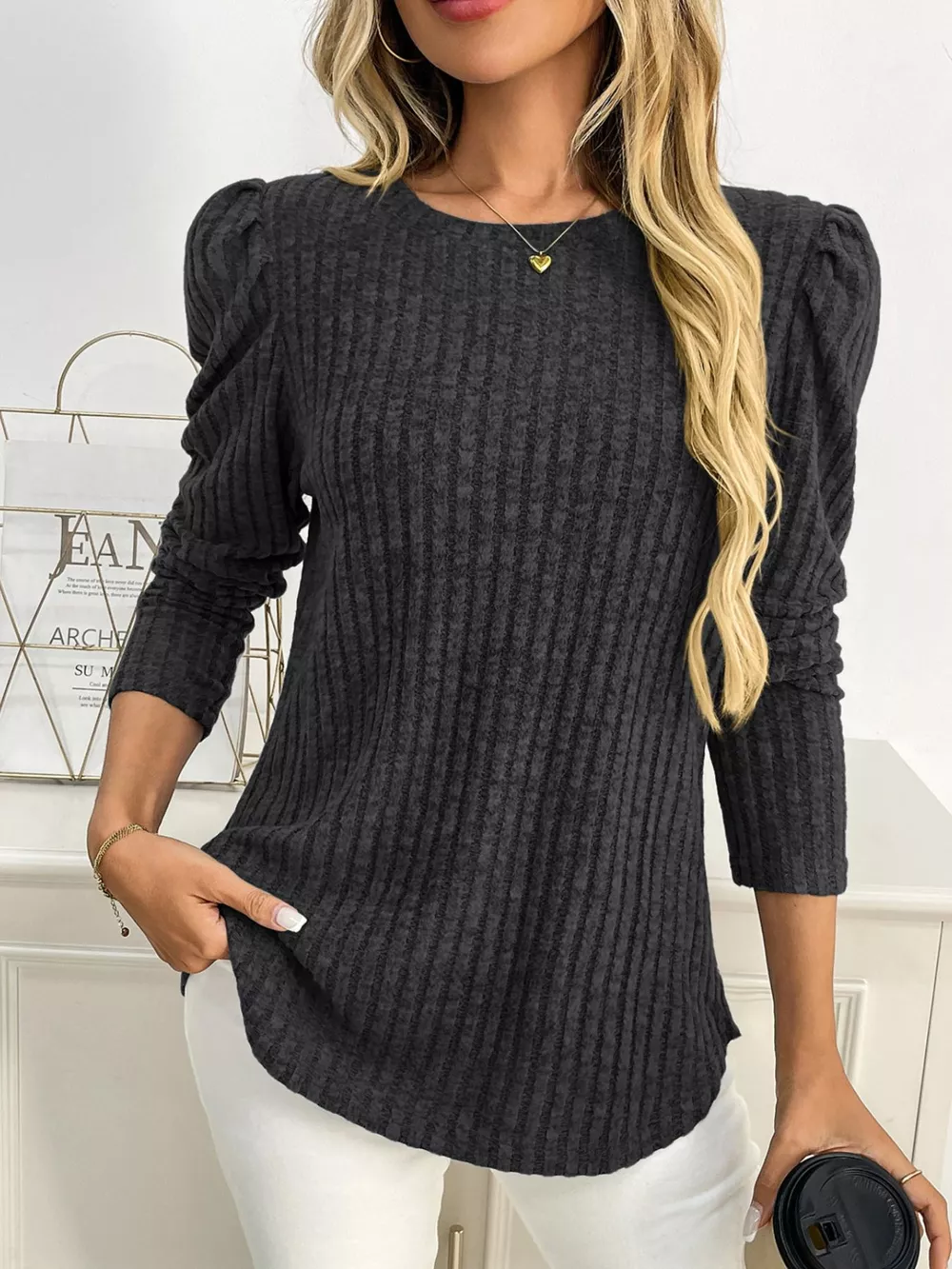 Round Neck Puff Sleeve T-Shirt, image 14