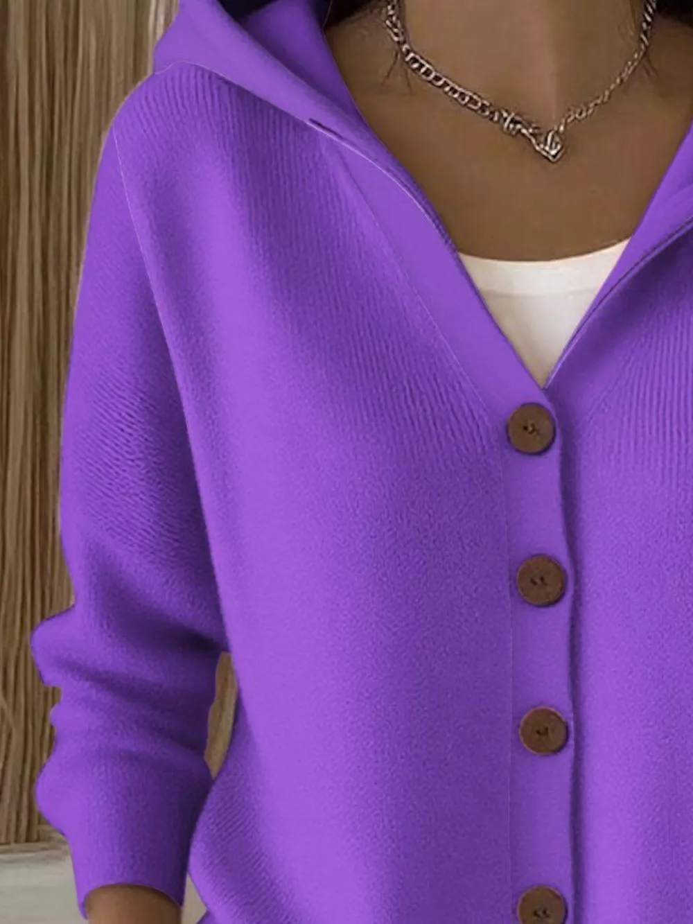 Full Size Hooded Button-Down Knit Cardigan Plus Size, image 5