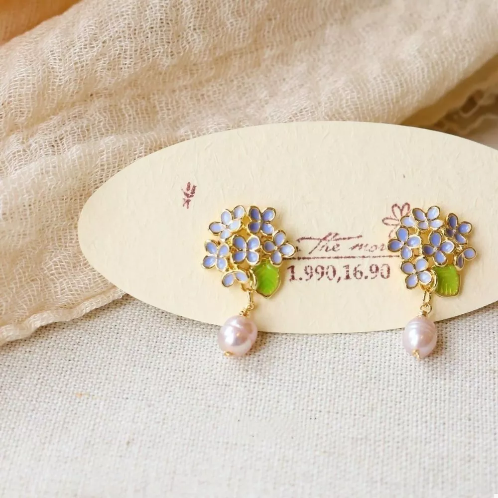Flower Pearl Drop Earrings, image 2