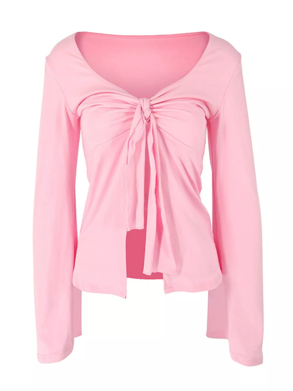 Tie-Front Long Sleeve T-Shirt, image 11