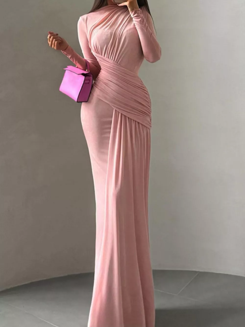 Ruched Long Sleeve Maxi Dress, image 3