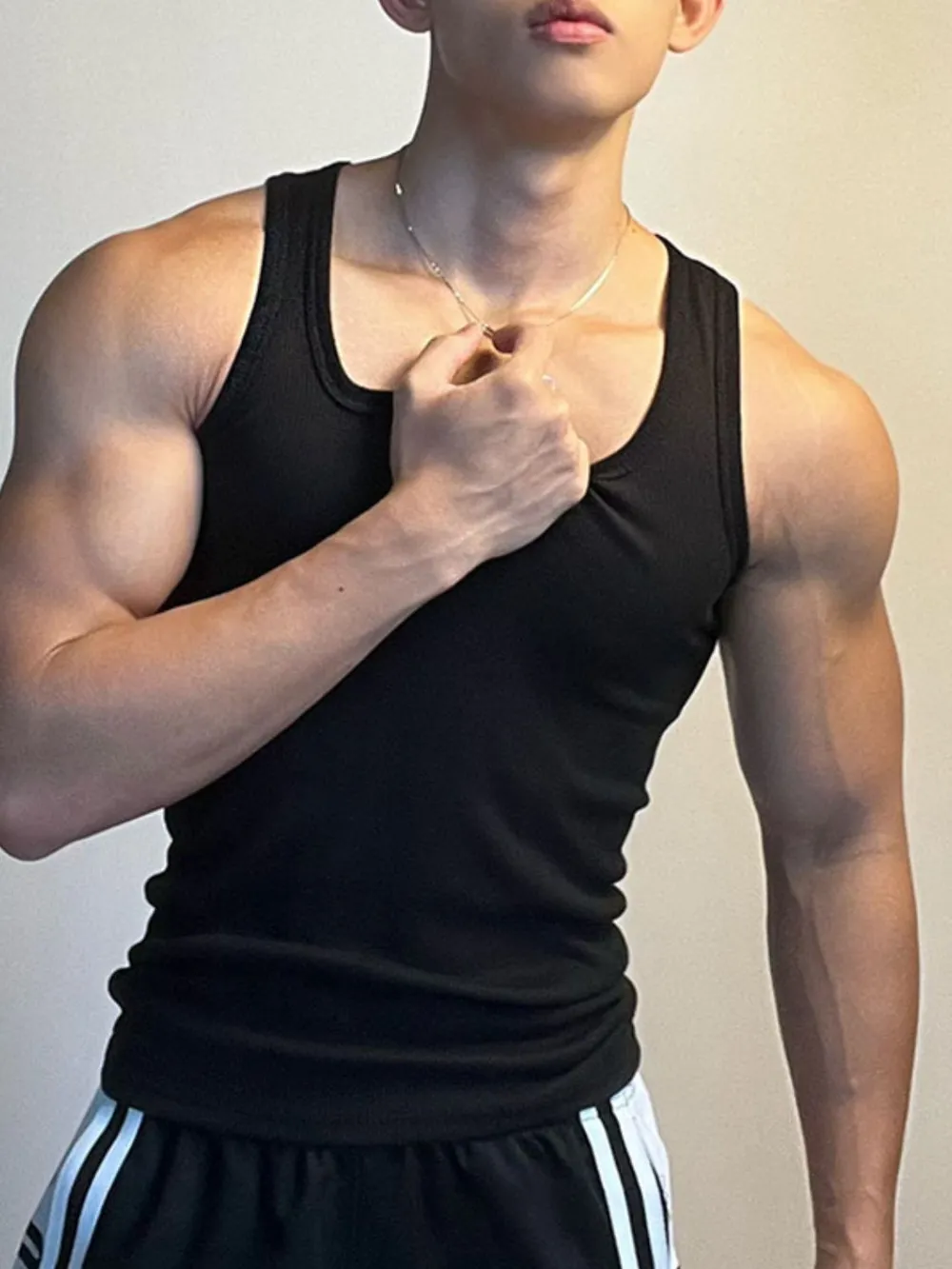 Men's Square Neck Wide Strap Tank, image 2