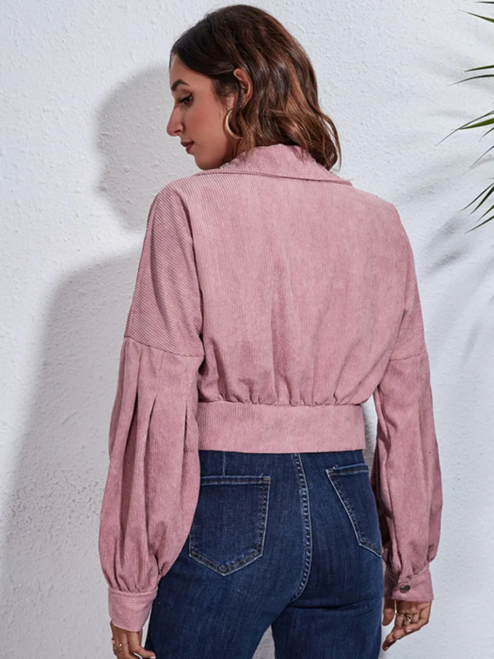 Button Down Collared Neck Cropped Jacket, image 17