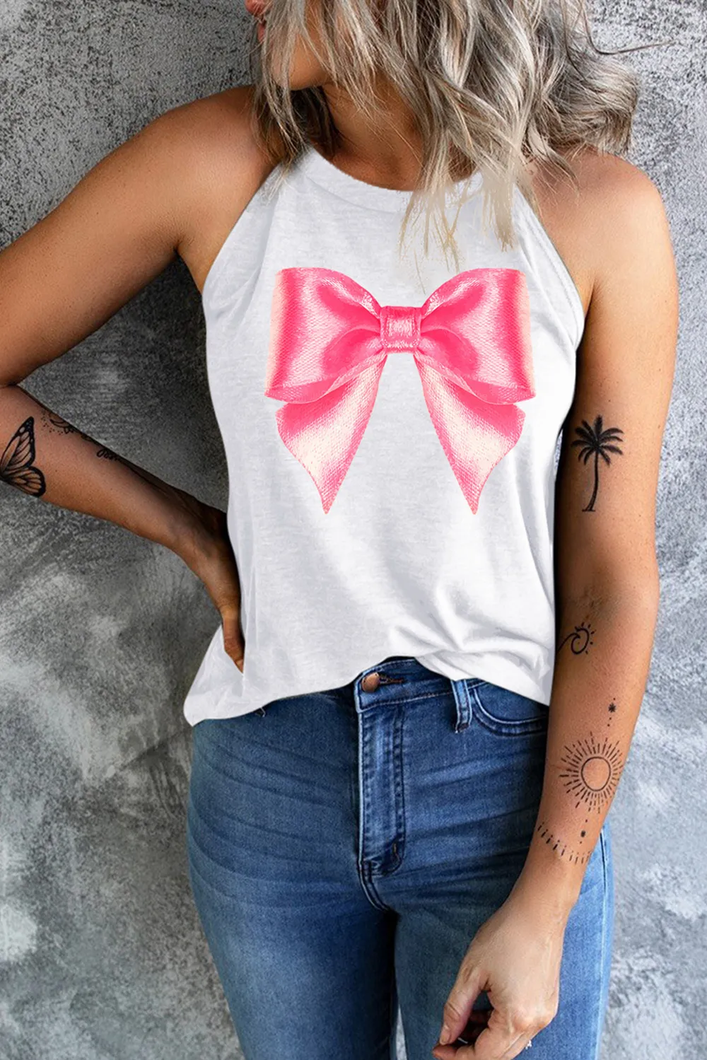 Bow Graphic Grecian Neck Tank, image 2