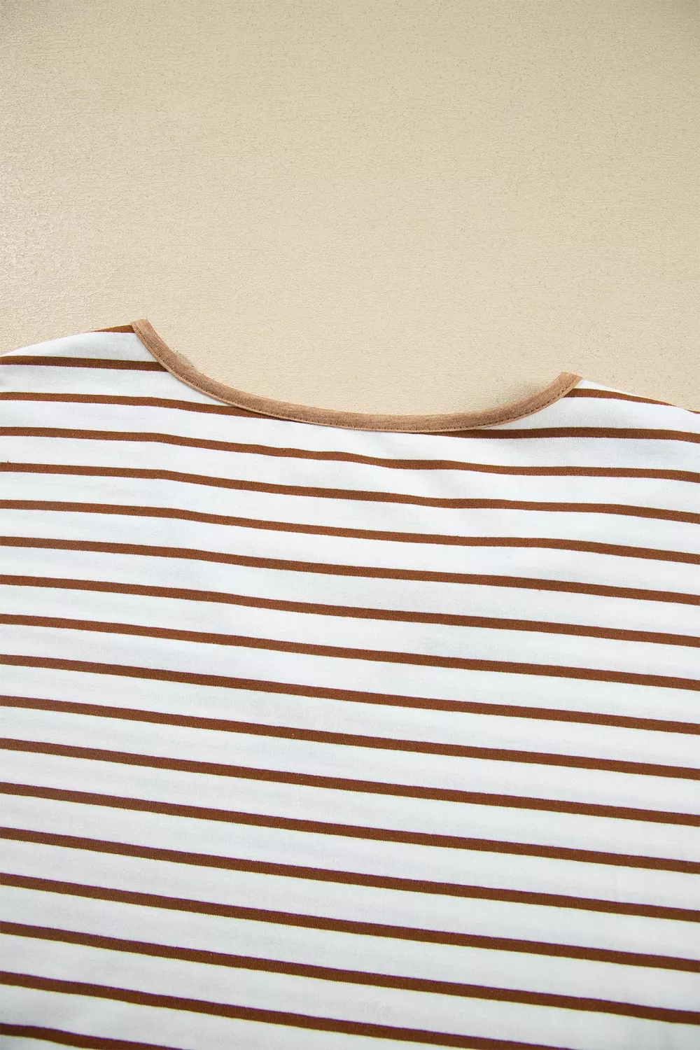 Stripe V Neck Ruffle Contrast Sleeve Top Drawstring Pants 2pcs Set, image 5