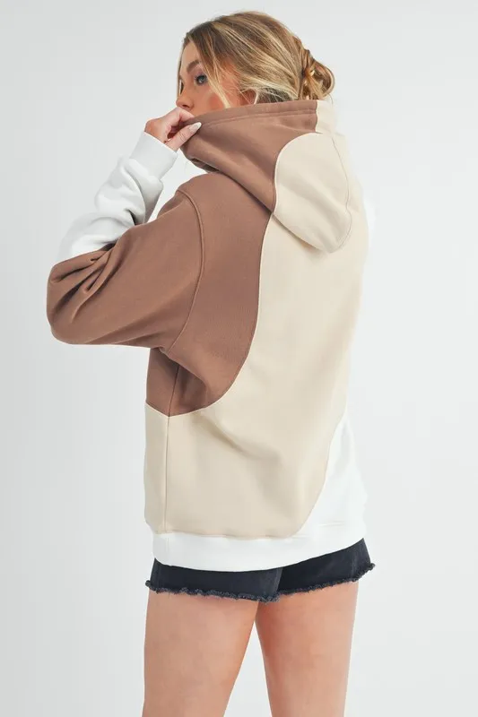 Color Block Hoodie with Kangaroo Pocket, image 2