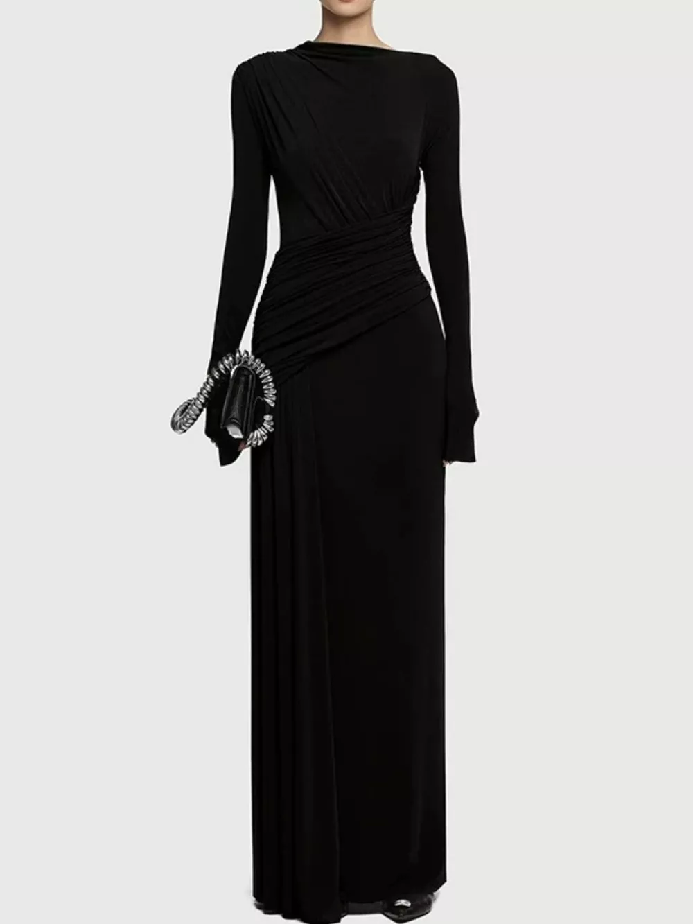 Ruched Long Sleeve Maxi Dress