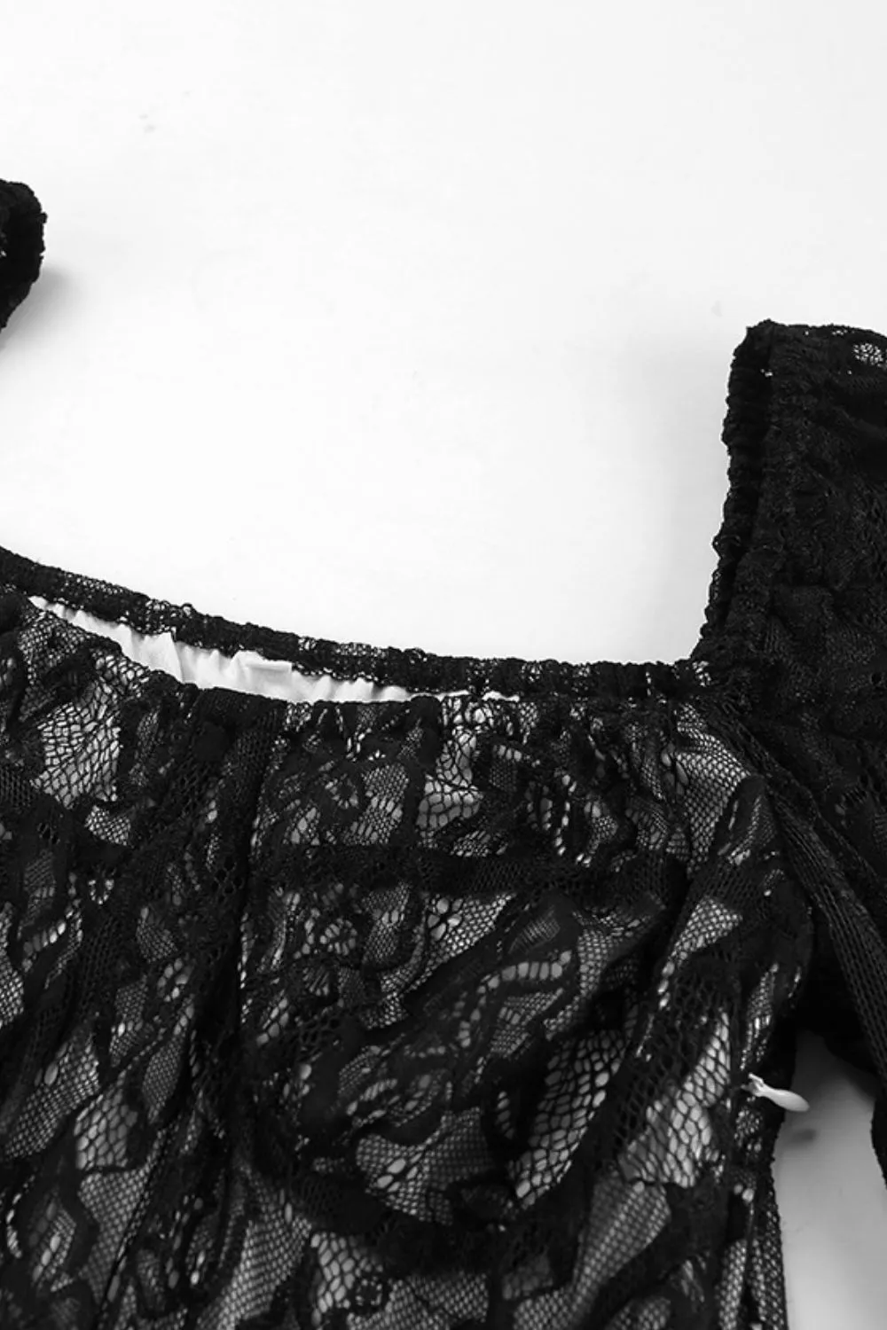 Lace Sweetheart Neck Flare Sleeve Mini Dress, image 8