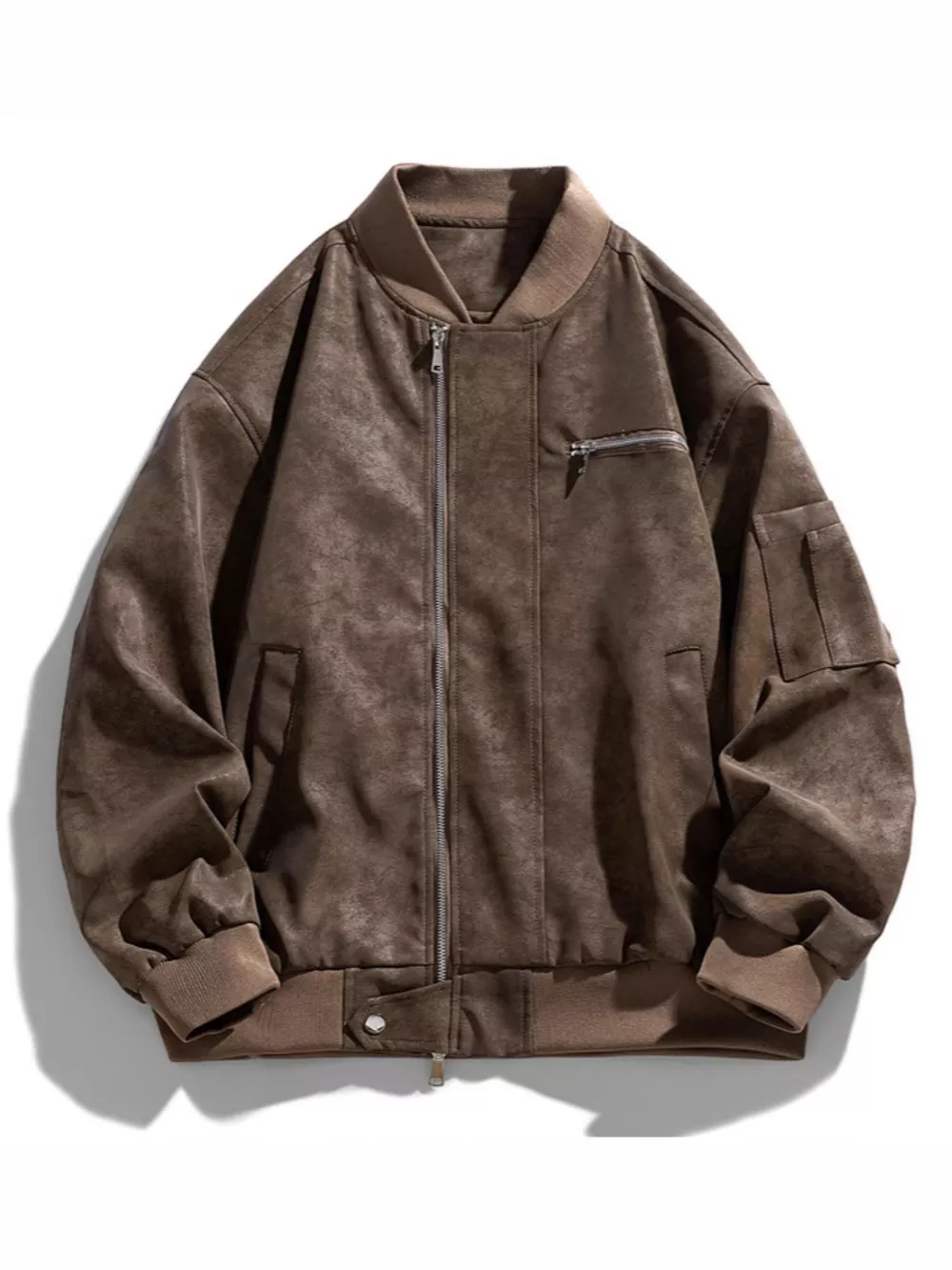 Men's Plus Size Vintage Zip Up Jacket, image 4