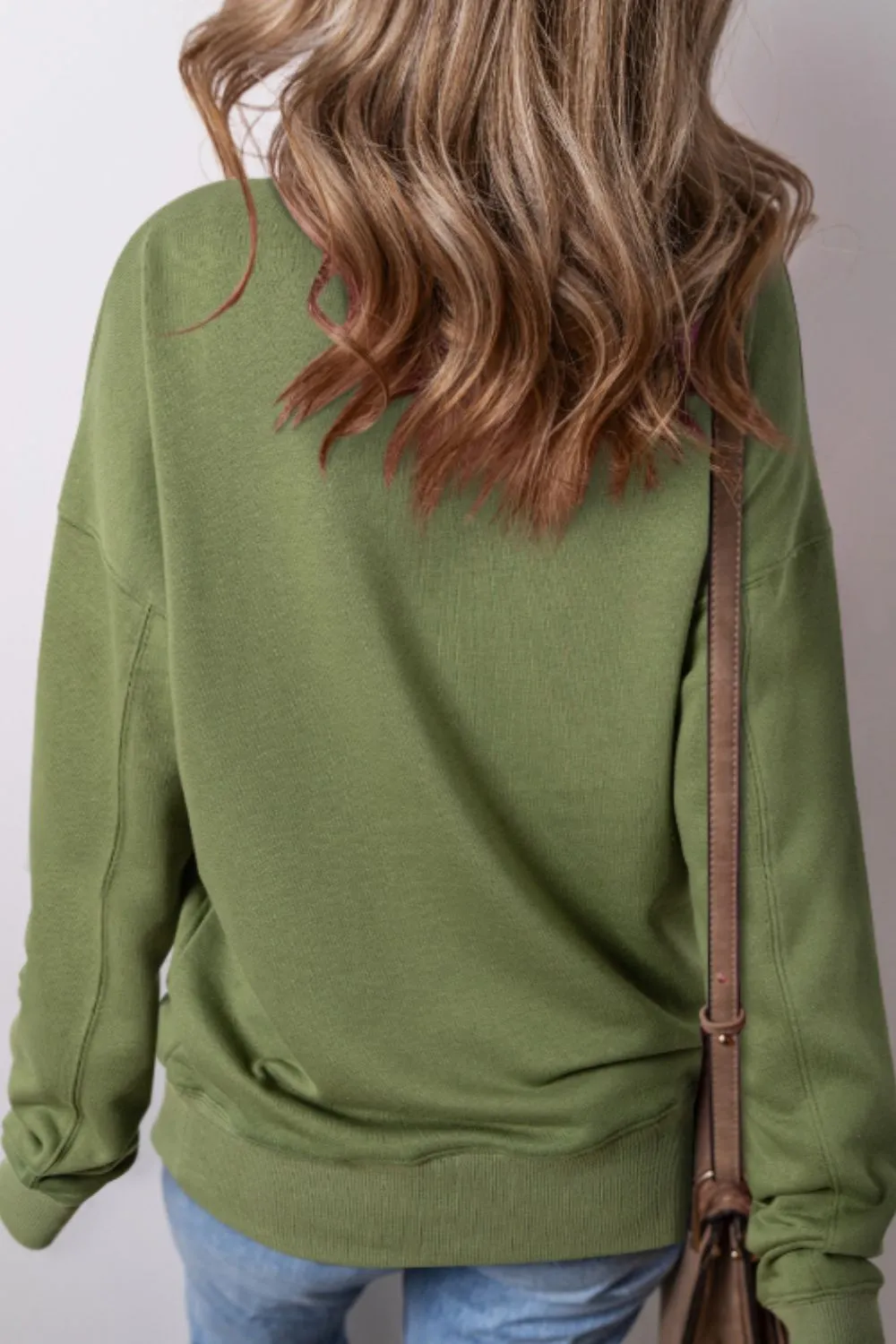 Solid Color Round Neck Long Sleeve Sweatshirt, image 4