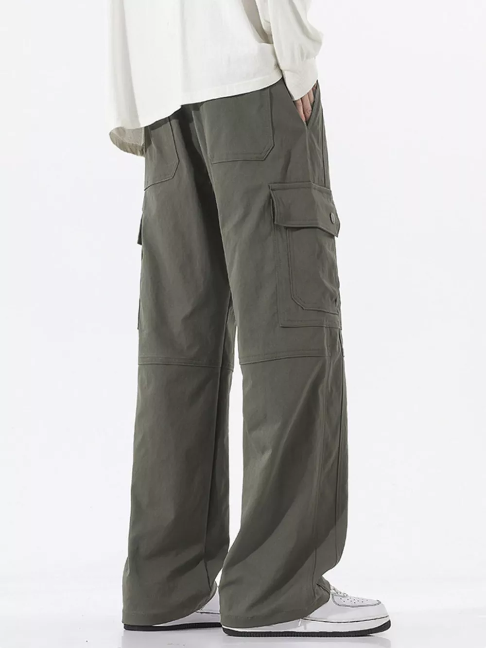 Men's Full Size Drawstring Cargo Wide Leg Pants Plus Size, image 7
