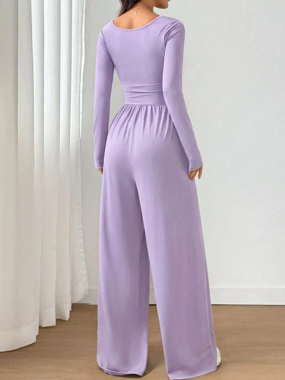 Ruched Square Neck Wide-Leg Jumpsuit, image 24