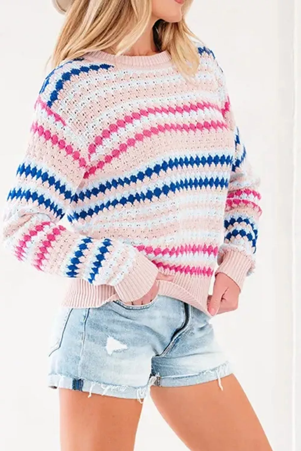 Striped Geometric Pattern Sweater, image 7