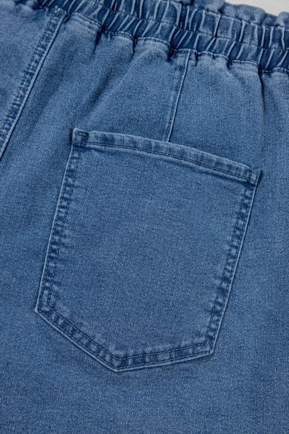 Drawstring High Waist Denim Shorts with Pockets, image 6