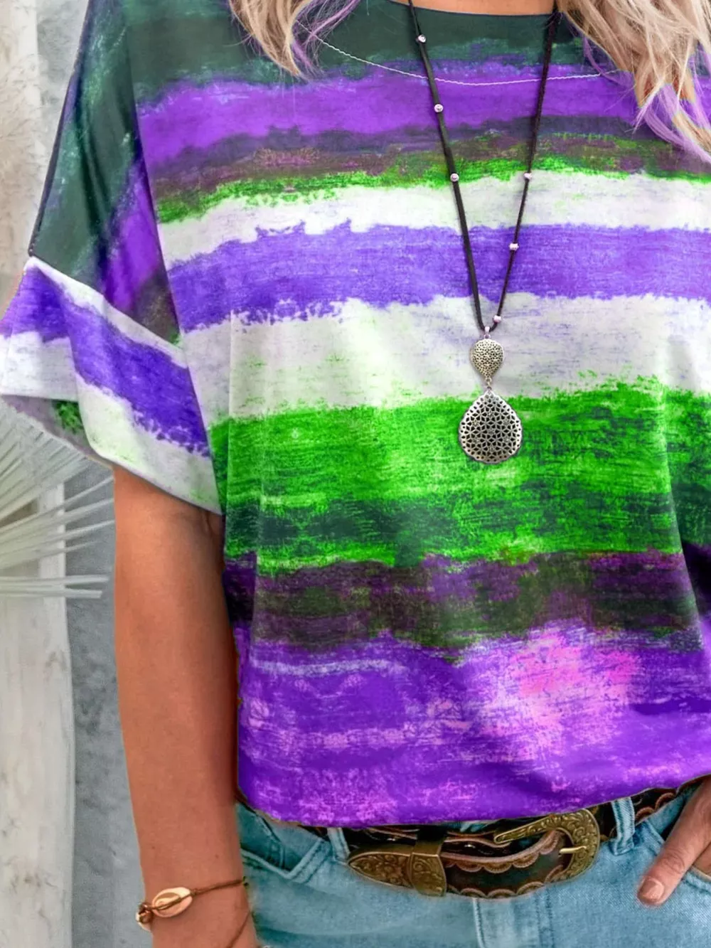 Contrast Round Neck Casual T-Shirt, image 14