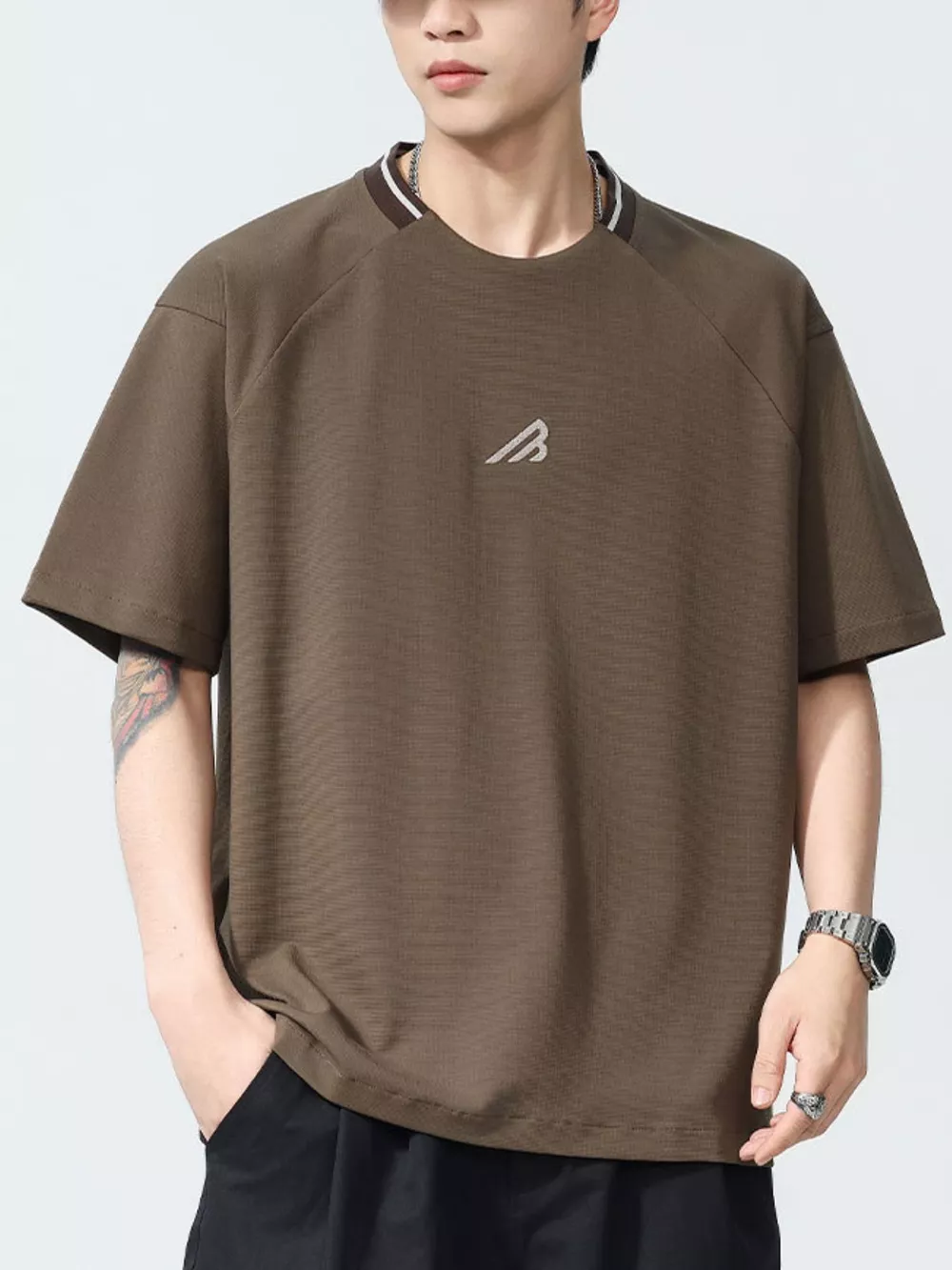 Men's Plus Size Round Neck Short Sleeve T-Shirt, image 2