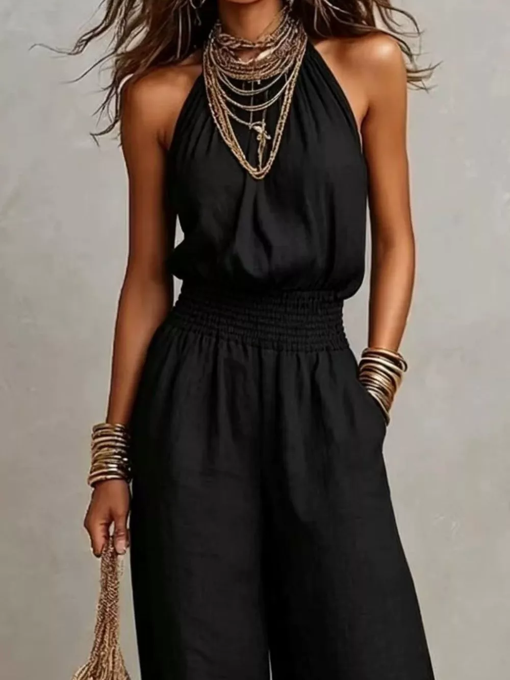 Elegant Halter Neck Wide-Leg Jumpsuit, image 4