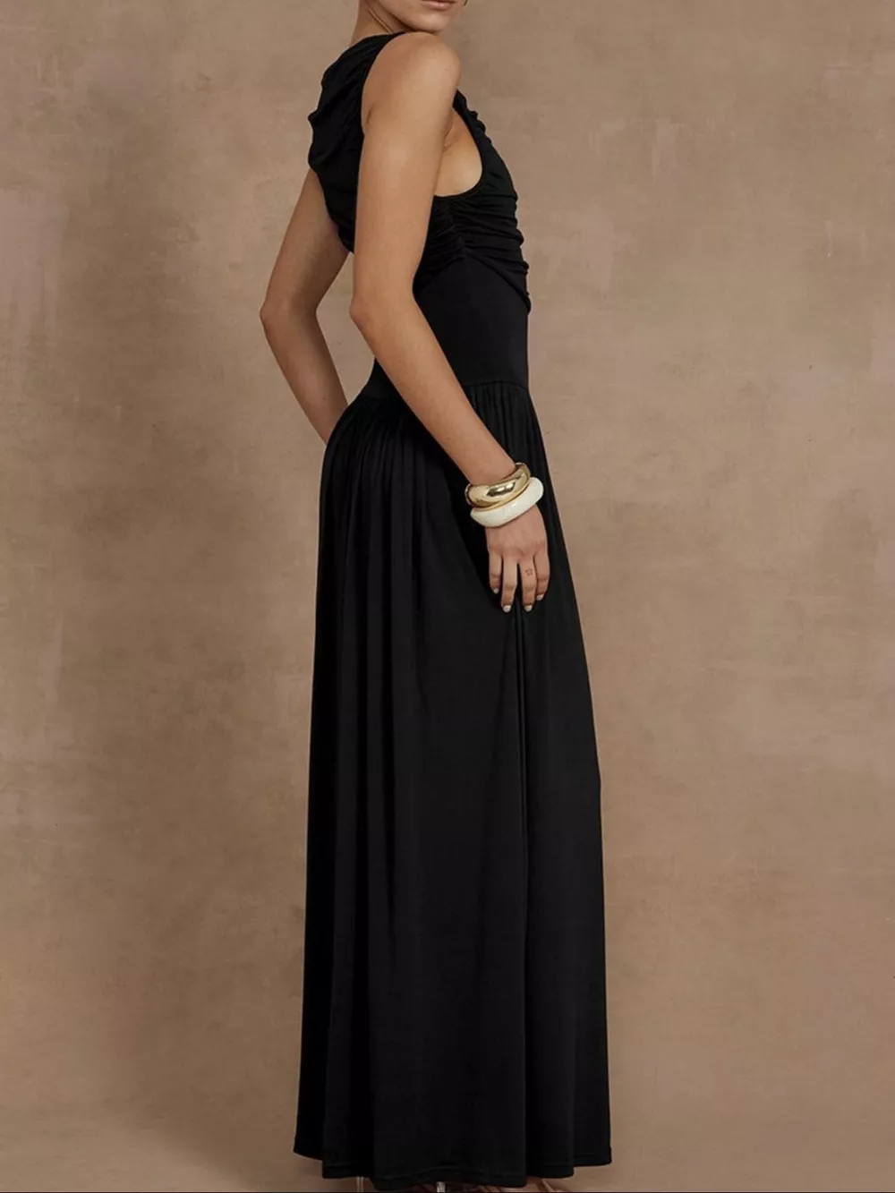 Full Size Ruched Sleeveless Maxi Dress Plus Size, image 4
