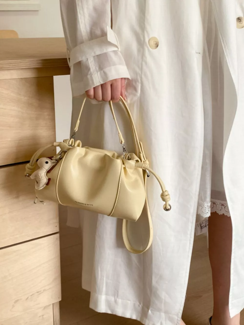 Drawstring Leather Crossbody Bag, image 11
