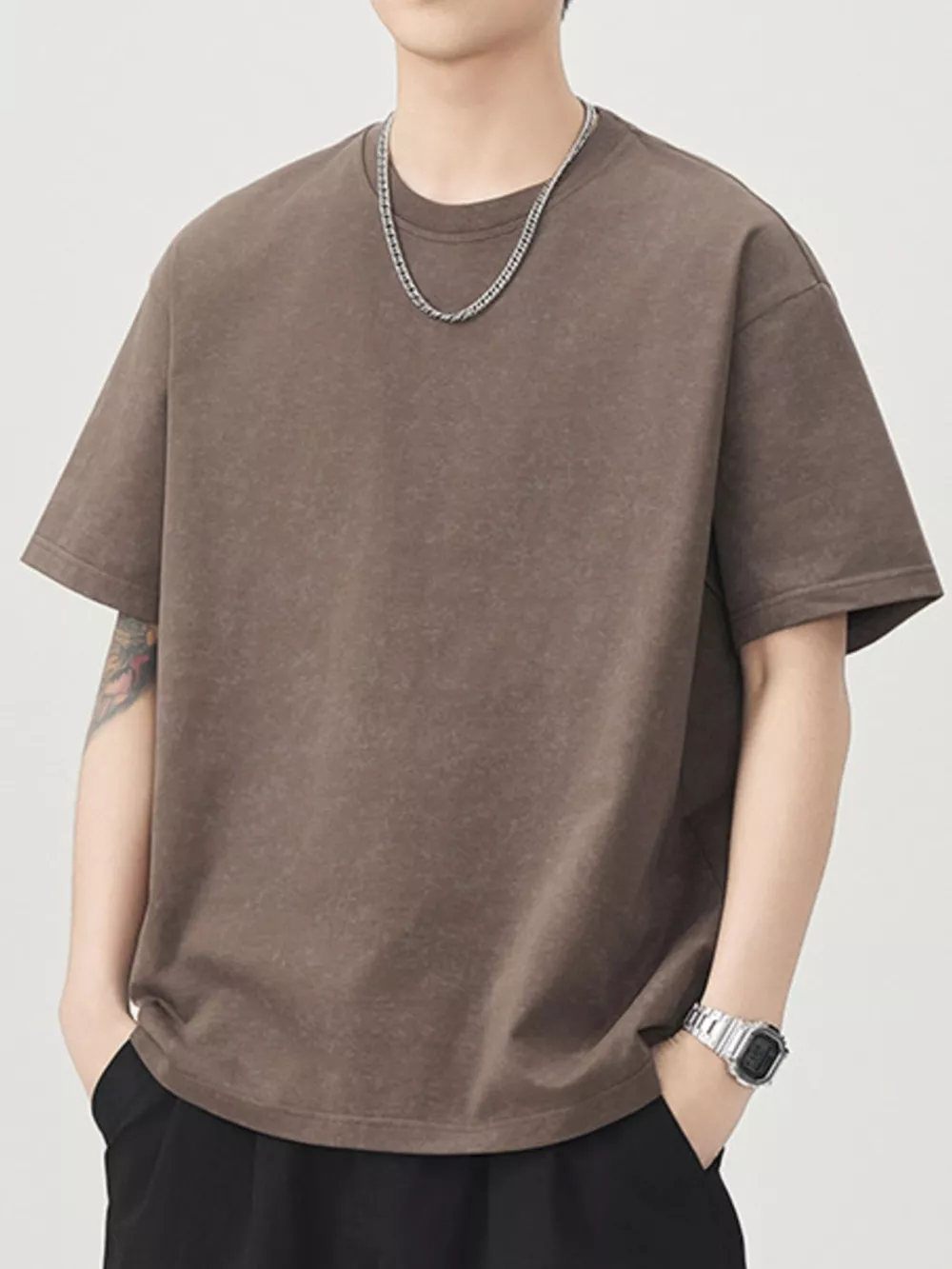 Men's Plus Size Round Neck Short Sleeve T-Shirt, image 2