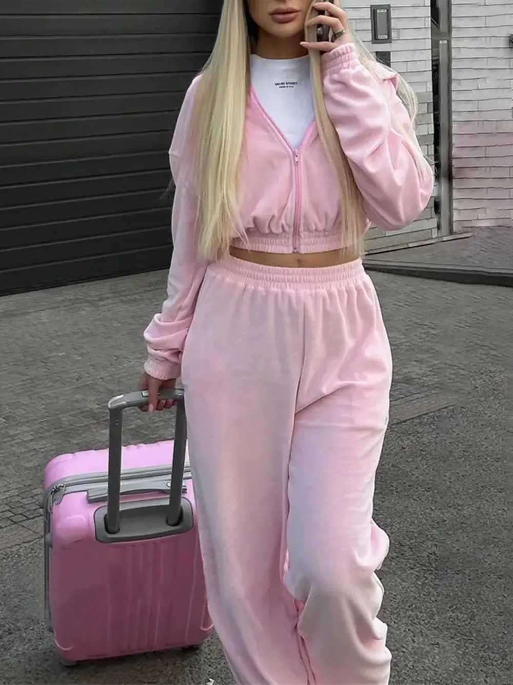 Zip Up Hoodie and Pocketed Pants Set, image 7
