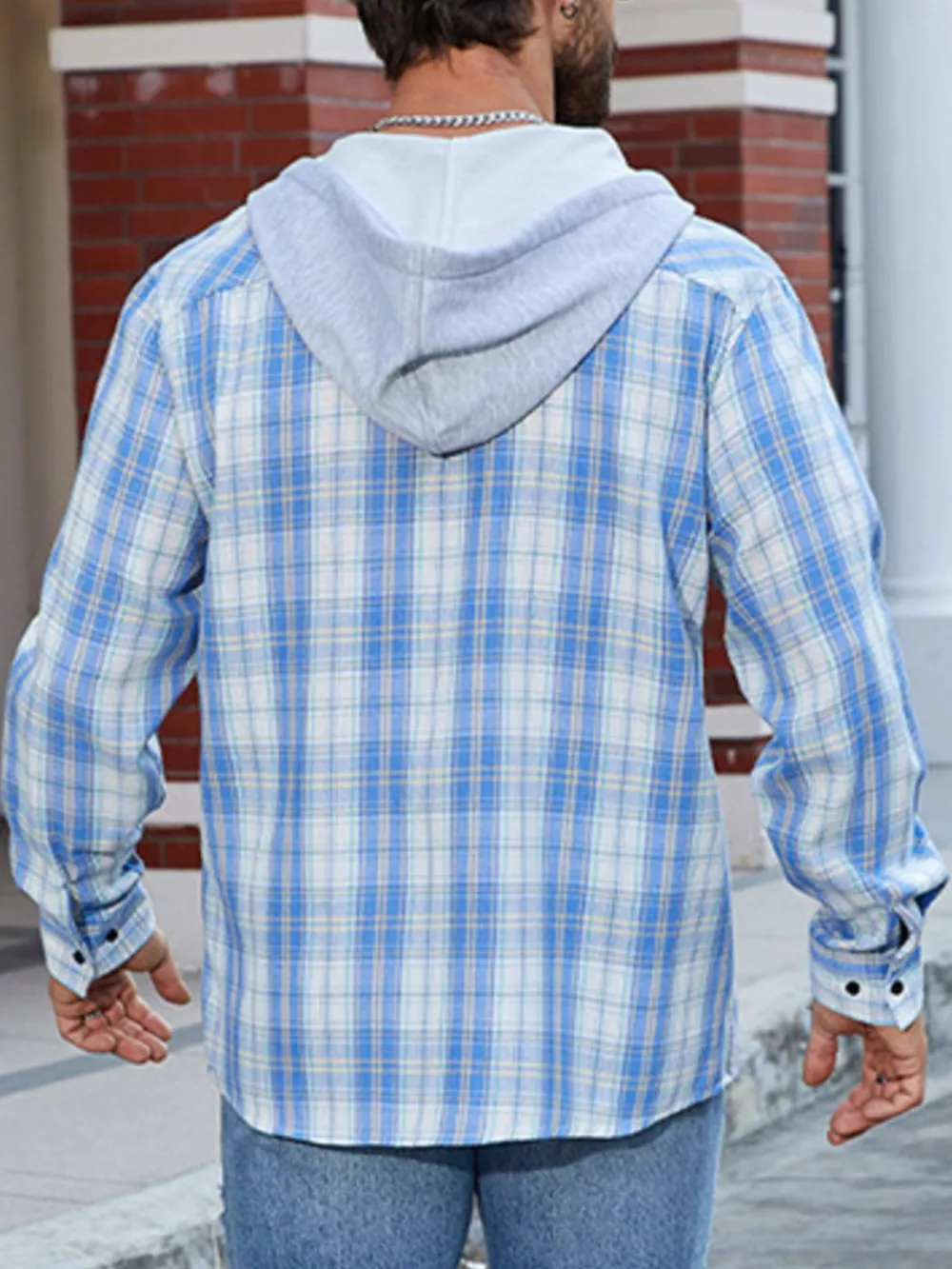Men's Casual Plaid Long Sleeve Shirt, image 7
