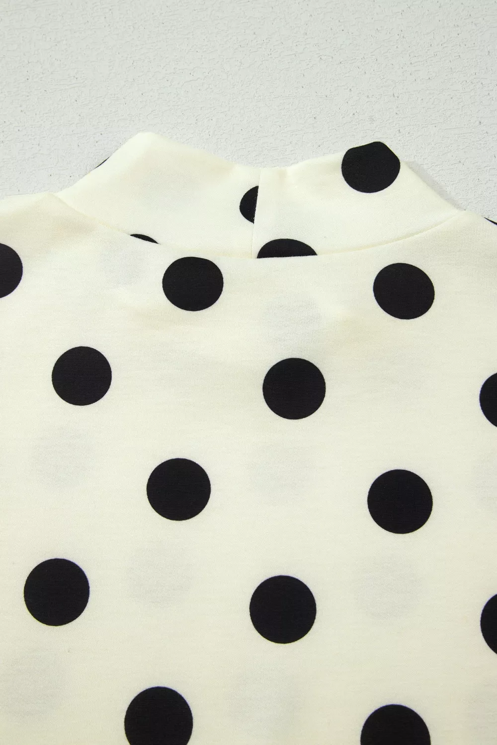 Polka Dot Mock Neck Short Sleeve Blouse, image 8