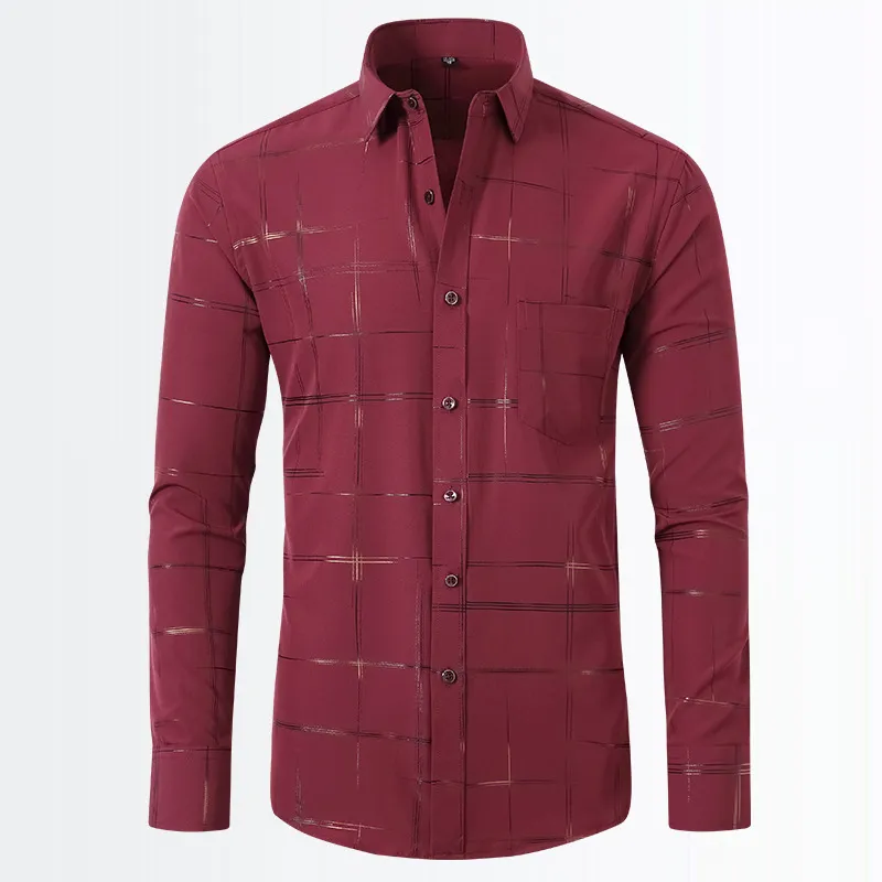 Men's Geometric Pattern Long Sleeve Button-Down Shirt, image 3