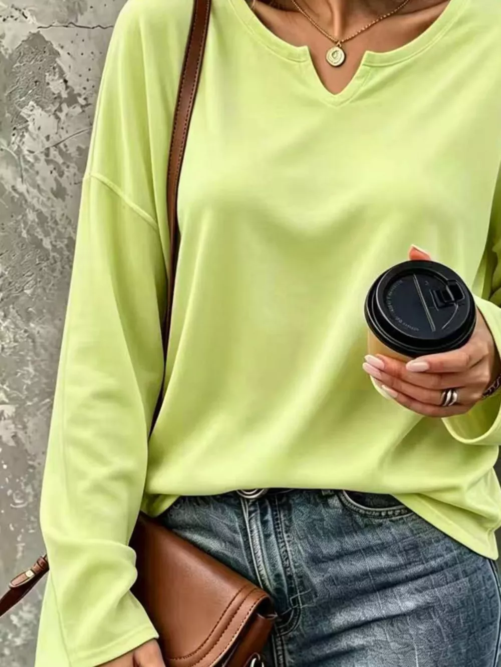 Full Size Solid Color Long Sleeve Loose T-Shirt Plus Size, image 9
