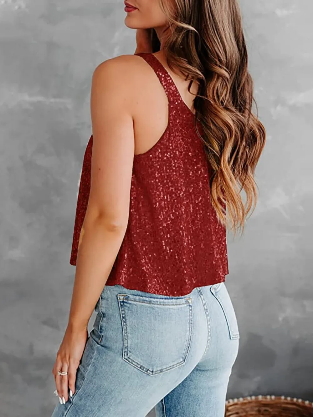 Sequin Scoop Neck Tank, image 5