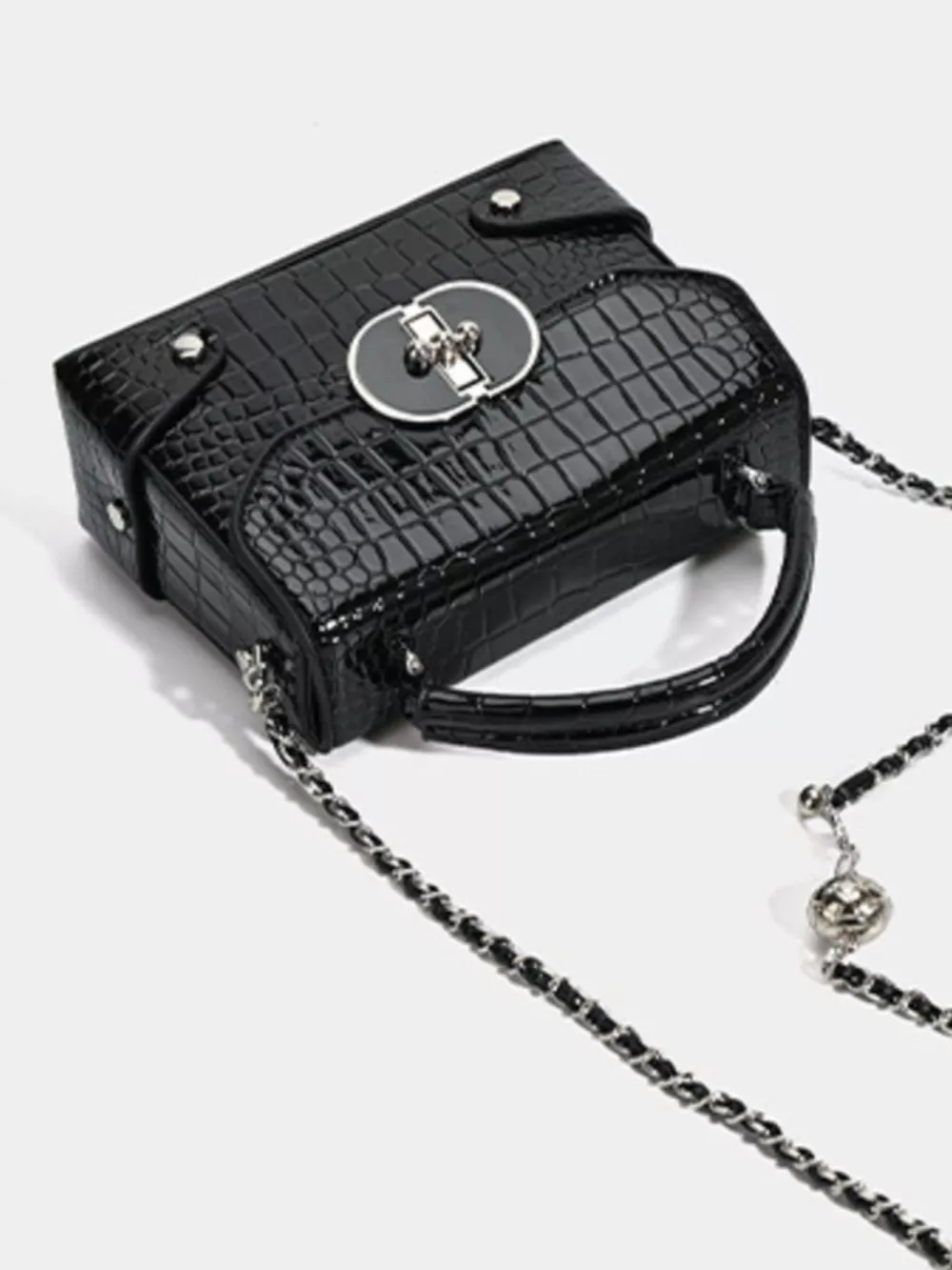 Crocodile Pattern Flap Crossbody Bag, image 7
