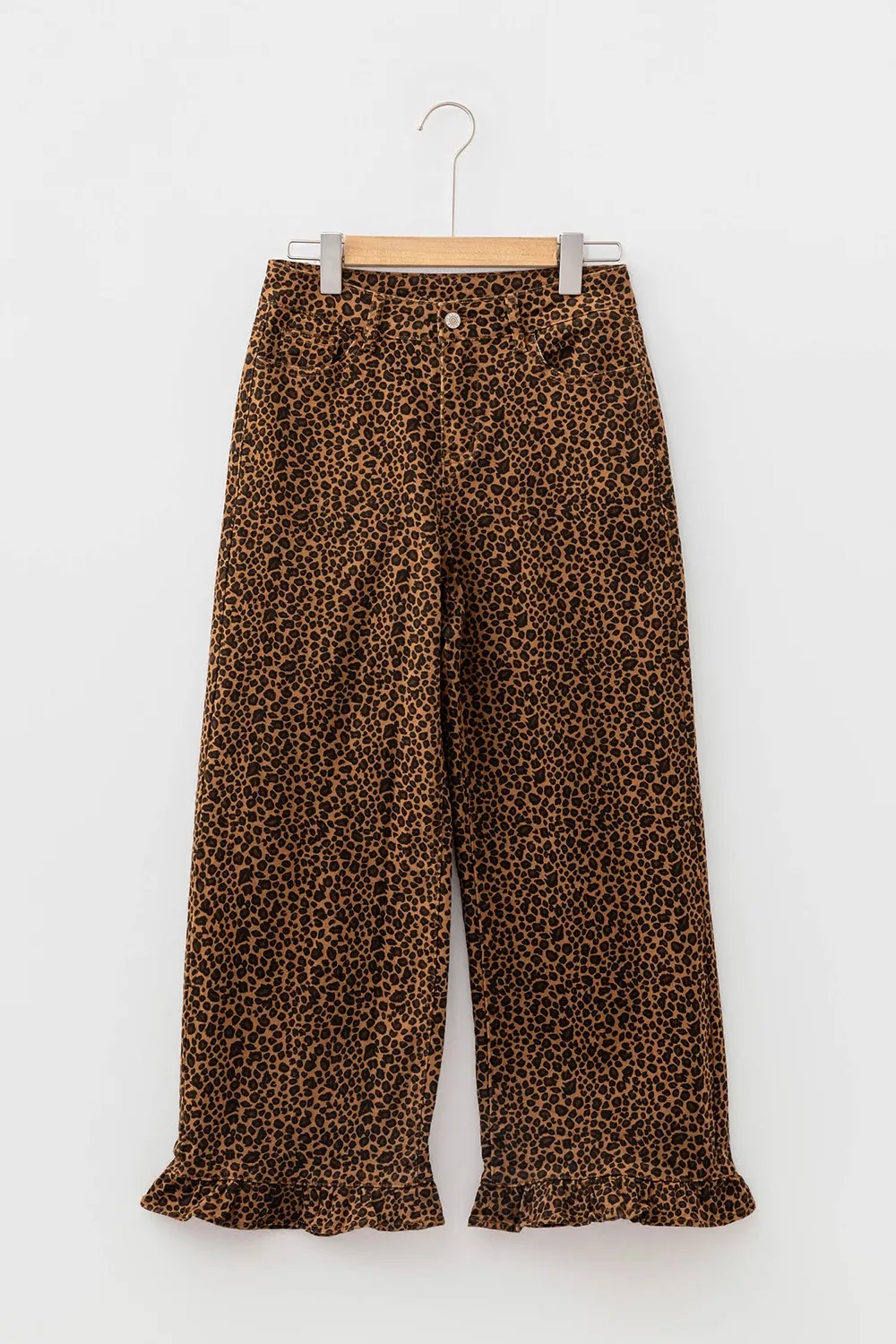 Leopard Print Ruffled Hem Shift Jeans, image 7