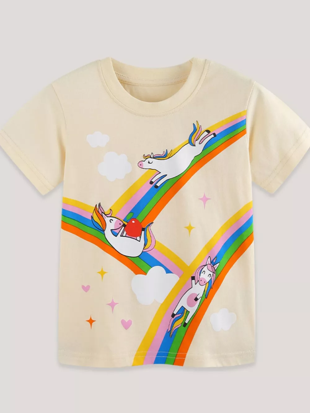 Children's Rainbow Unicorn Graphic Round Neck T-Shirt, image 2