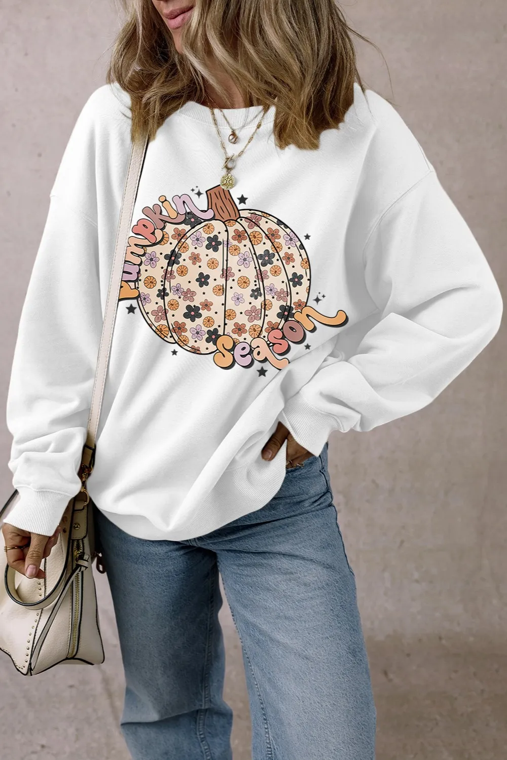 Pumpkin Graphic Long Sleeve Sweatshirt, image 3