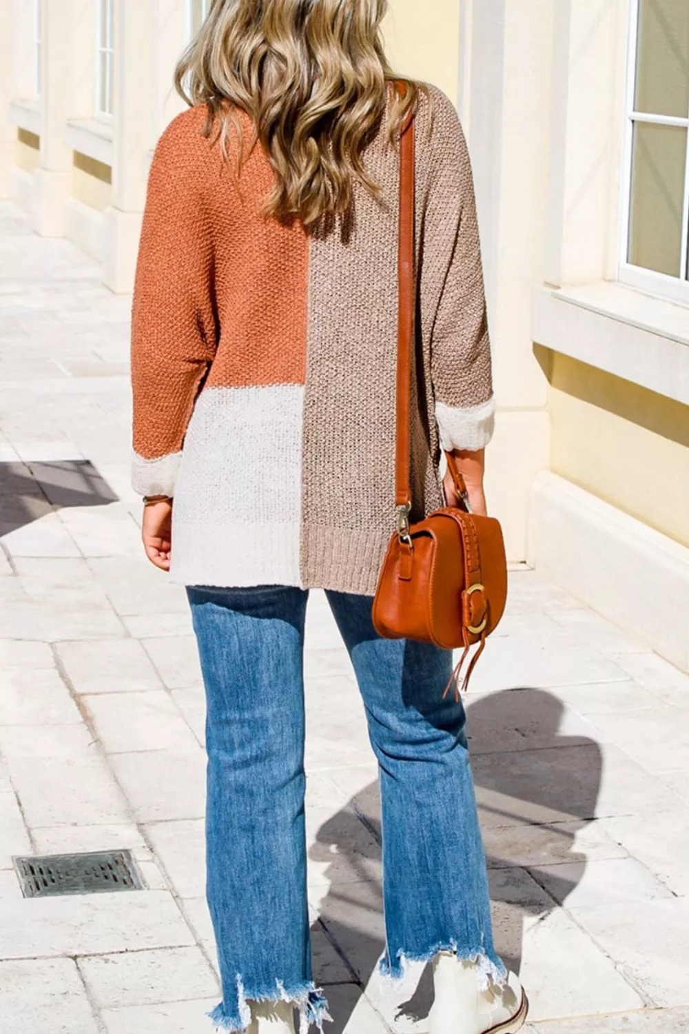 Color Block Knit V Neck Loose Sweater, image 4
