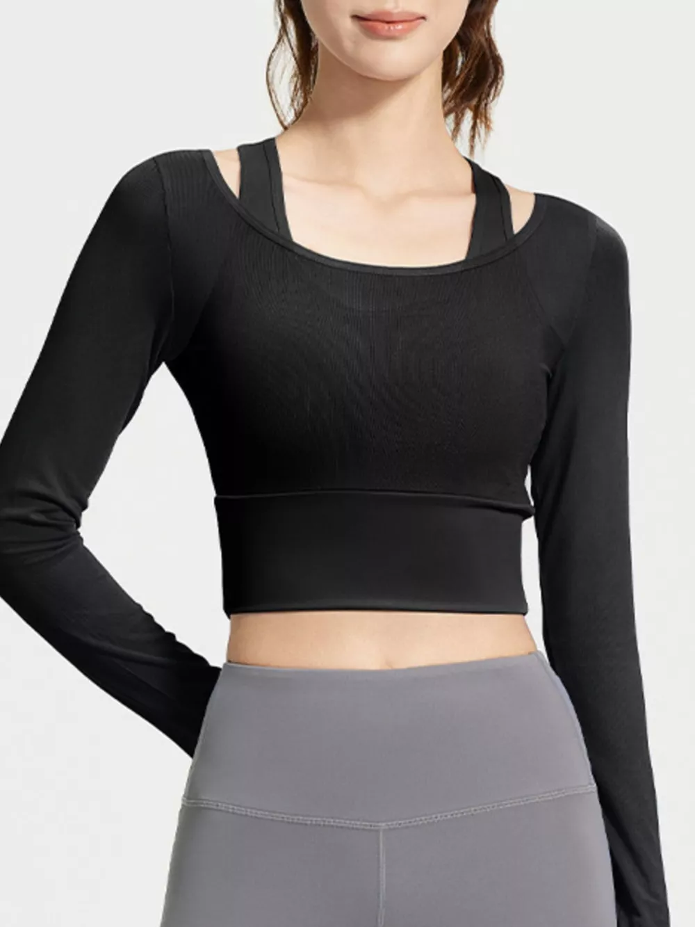 Long Sleeve Active T-Shirt with Built-in Bra, image 12